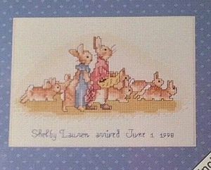 Weekenders counted cross stitch Kit Beatrix Potter Flopsy Bunny Birth Baby Gift - Picture 1 of 4