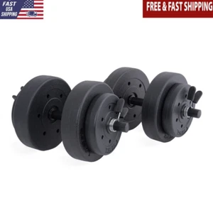 14pc Adjustable Dumbbell Set 40lb Vinyl Weight Plates Home Gym Strength Training - Picture 1 of 10