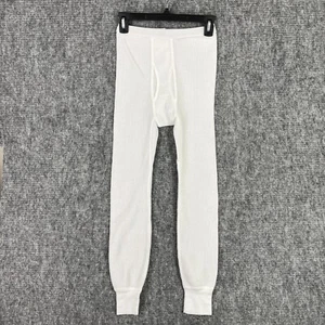 Saugatuck Pants Boys L White Thermal Long Johns Vintage USA made 80s Waffle Knit - Picture 1 of 5