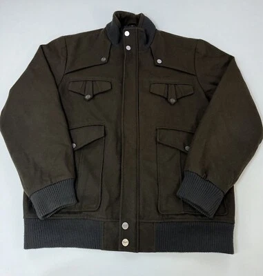 Abrigo Chaqueta Bombardero Vintage Coogi Mezcla Lana Marrón Verde Oliva Estilo Militar XXL Foto 1 de 4