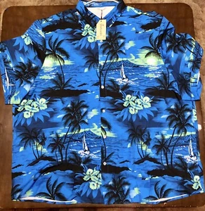 NEW! SheLucki Tropical Beach Hawaiian Shirt Button Front Short Sleeve Mens 4XL - Picture 1 of 4