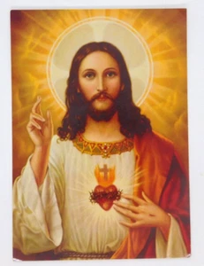 Religious Keepsake Efficacious Novena Sacred Heart Jesus Card Twelve Promise 5x7 - Picture 1 of 2