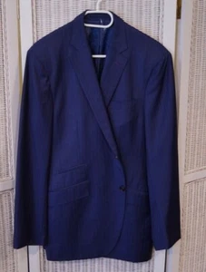 KAMAAL KADRI Bespoke Men's Blue Pinstripe Wool Jacket Blazer to fit 44" Chest - Picture 1 of 3