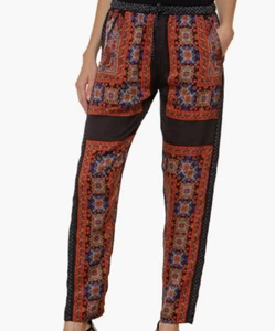 Pantaloni Maison Scotch da donna seta con stampa paisley neri - taglia 2 - Foto 1 di 4