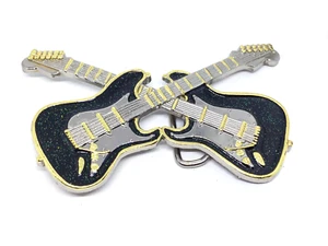 Gekreuzte E-Gitarren Gürtelschnalle - perfekt für Musikliebhaber und Gitarrenliebhaber - Bild 1 von 11