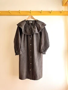 ISSEY MIYAKE Sport Vintage 70s ruffle collar bold stripe shirt smock dress - Bild 1 von 10