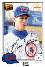 1989 Peoria Chiefs Team Issue #2 Braz Davis Pearland Texas TX Baseball Card