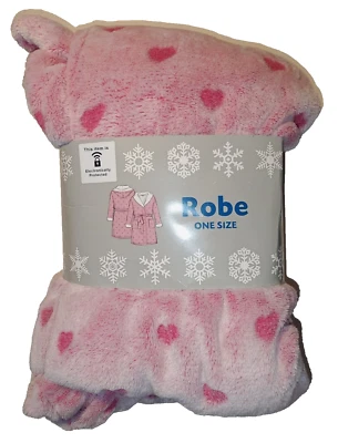 Женский розовый плюшевый флисовый халат с капюшоном Bobbie Brooks с сердечками - один размер - Изображение 1 из 3