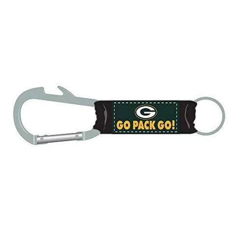 NFL Green Bay Packers Go Pack Go! Carabiner Keychain w/ Bottle Opener One Size Cover