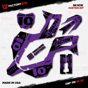 Black & Purple Crf110 Slick Racing Graphics kit fits Honda 2019-2025 decal 19-25 - Picture 1 of 5