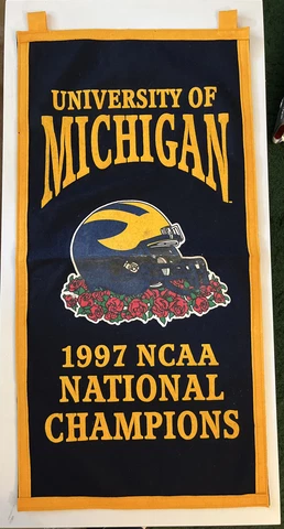 Vintage 1997 University of Michigan NCAA Champions Banner Pendant Flag 18x34 Cover