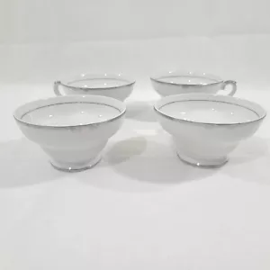 Yamaka China Tea cup Patrician #1297 Cups Japan Set of four Euc Silver Trim - Picture 1 of 10