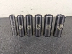#ax180 Armstrong Tools USA 3/8"-Drive SAE 6pc Deep 12pt Socket Set GMTK - Picture 1 of 18