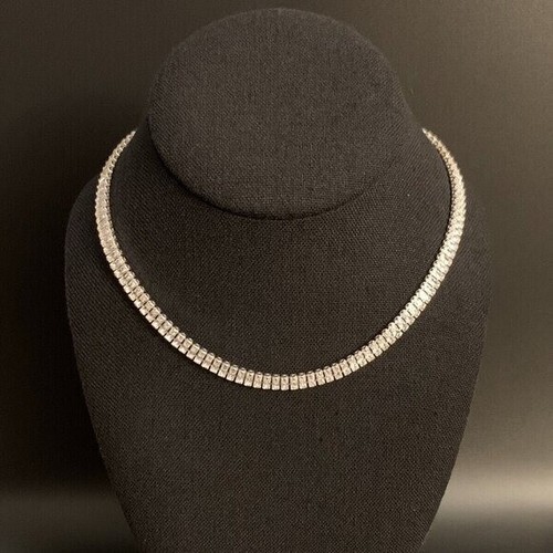 VETEMENTS Collana Girocollo Minimalista Tono Argento Cristalli Simulati Cubic Zirconia per Lei