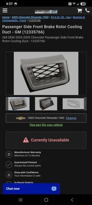 Silverado Ss Right Bumper Vent Oem Brand New Nos 12335766 - Image 1 of 4