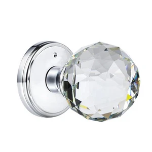Crystal Glass Door Knobs Interior with Lock, Round Bathroom Bedroom Door Knob... - Picture 1 of 7
