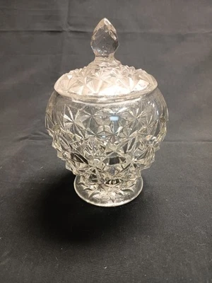 Anchor Hocking Cut Glass Pedestal Dish With Lid - Image 1 of 4