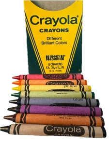 Vintage Crayola Crayons 8 Pack Colors Binney & Smith 1980s Colors Prop - Picture 1 of 5