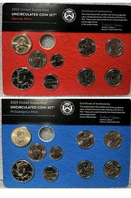 [10 Sets] 2025 P&D U.S. Mint Uncirculated Coin Set (No Penny) SOLD OUT AT MINT! - Image 1 of 2