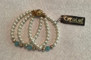 Crystalare Design by Susan Stefani 3 Strand Pearl and Crystal Bracelet - Picture 1 of 3