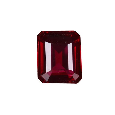 9 Carat Lab Created Emerald Cut Red Color Sri Lanka Ruby Gemstone for Pendant - Image 1 of 4