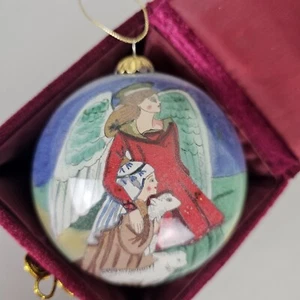 Li Bien Pier One Glass Ball Angel & Shepherd Large 5" Ornament 2002 in Red Box - Picture 1 of 12