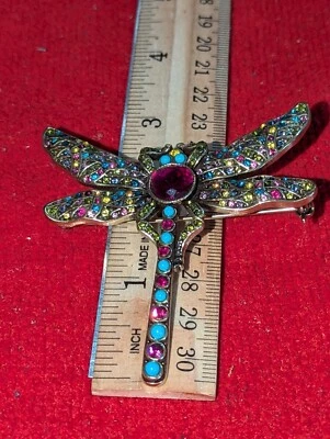 Vintage Heidi Daus Dragonfly Brooch/Pin Pendant w/ Crystals Jewelry Ladies Rare - Image 1 of 3