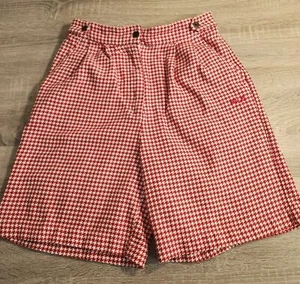 FILA Vintage Boys Size 10 Shorts Hip Hop Royalty Hounds-tooth Red White - Picture 1 of 17