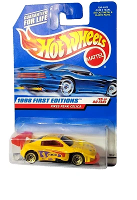 Hot Wheels Pikes Peak Celica #652 Amarillo Mattel 1998 Primera Edición 15/40 NUEVO Foto 1 de 4