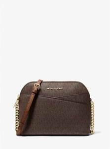 Michael Kors Jet Set Travel Med. Leather X Cross Dome Bag Crossbody Handbag New - Picture 1 of 3