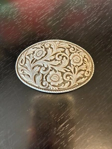 Vintage Collectible Flowers and Swirls Metal Belt Buckle - Picture 1 of 4