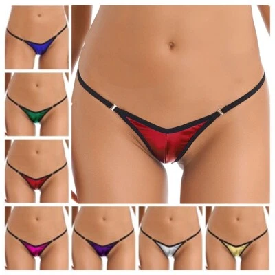Damen Micro String Tanga T-Back Unterwäsche Slip Metallic Badeshorts Bikinihose - Bild 1 von 2