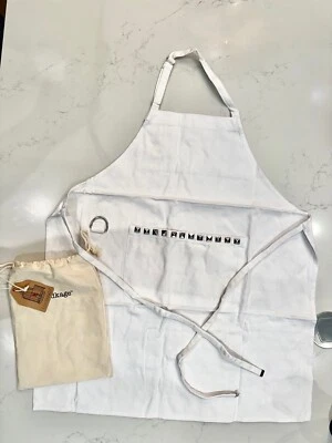 Birdkage Jane Bib Style Studded Apron: silver color studs on white cotton - Image 1 of 2