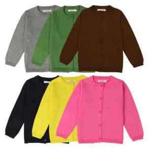 School Spring Autumn Kids Baby Cotton Knit Sweater Candy Color Cardigan Solid - Picture 1 of 44
