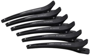 LUSSONI 6-Piece Carbon Hairdressing Clips with Elastic Rubber Band - Picture 1 of 2