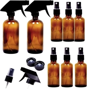 Youngever 8 Pack Empty Amber Glass Spray Bottles Set, 2 Pack 8 Ounce - Picture 1 of 4