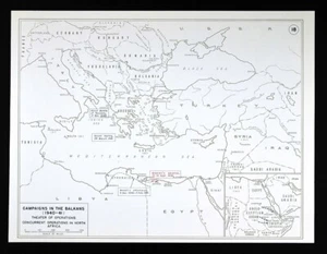 WWII Map 18 Balkans Campaign Theater War Taranto Egypt Libya North Africa 1940-1 - Picture 1 of 3