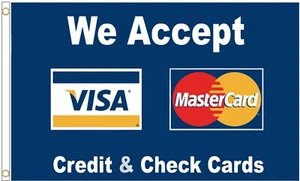Wir akzeptieren Visa & Mastercard Polyester 5 Fuß x 3 Fuß Flagge - LETZTE PAAR - Bild 1 von 3