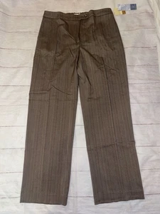 Womens 12 Coldwater Creek Brown Striped Dress Pants Slacks NWT  - Picture 1 of 3