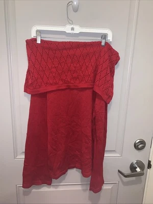 Suéter De Colección April Cornell Rojo Tejido Hombro Descubierto Talla Mediana Foto 1 de 4