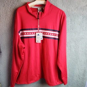 PUMA Mens Pullover Jacket SPF 50 1/4 Zip RED America Stars and Bars Size 2XL NEW - Picture 1 of 11