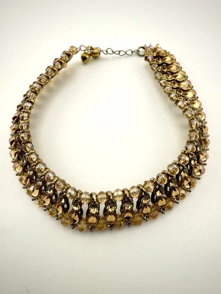 Tobillera con cuentas de vidrio ámbar topacio Bali 9 pulgadas L. Artículo B-103 Foto 1 de 4