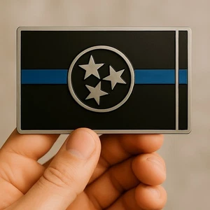 Tactical Thin Blue Line Blackout Flag Vinyl Sticker Laptops/Water Bottles - TN - Picture 1 of 4