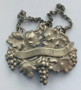 Vintage Metal Decanter Label Gin A1-11 - Picture 1 of 3