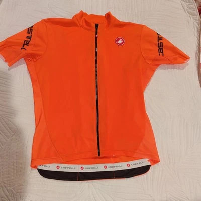 Jersey de ciclismo Castelli para hombre XXL naranja manga corta cremallera completa elástico usado en excelente estado Foto 1 de 4