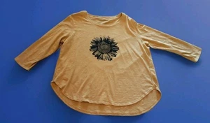 ESCAPE by HABITAT-Golden Sunflower Peruvian Cotton Tee--Curved Hem-Sz XL - Picture 1 of 7