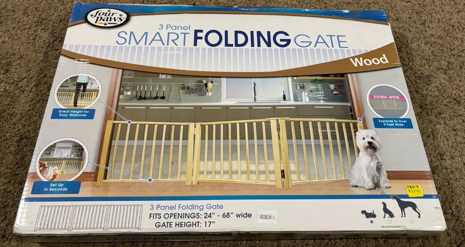 Cuatro patas ~ Puerta de madera maciza independiente de 3 paneles ~ 24 - 68” de ancho por 17” de alto Foto 1 de 1