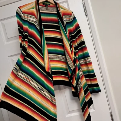 Ralph Lauren Womens Cardigan Size S Multicoloured Striped South Western Open - Image 1 of 4