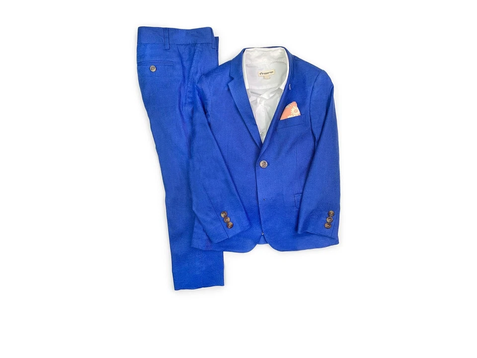 Boys Two Piece Stretchy Mod Suit (Toddler/Little Big Kid), Nautical Blue - Image 1 of 1