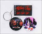 MOTLEY CRUE LIVE WIRE SET🎸2 SQUARE+3 ROUND KEYCHAINS LOT OF FIVE